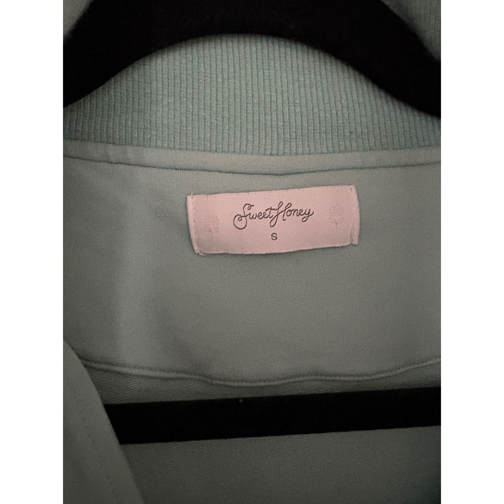 SweetHoney Women's Quarter Zip Cropped Sweatshirt Active Wear Seafoam‎ Size S - Picture 2 of 8
